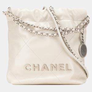 Chanel Beige Mini Shiny Calfskin 22 Handbag