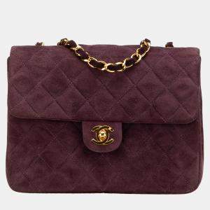 Chanel Burgundy Mini Rectangular Classic Suede Single Flap