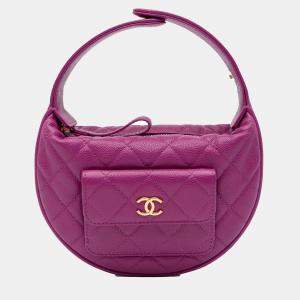 Chanel Purple Quilted Caviar Polly Pocket Hobo