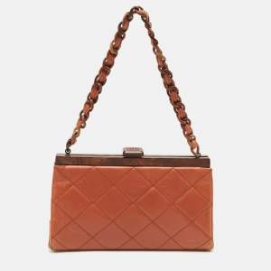 مملوكة مسبقًا Chanel Brown Quilted Leather CC Frame Chain Bag