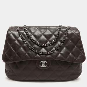 Chanel Brown Quilted Leather 3 Accordion Flap Bag