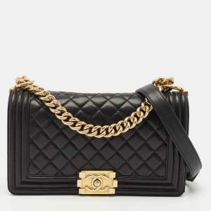 Chanel Black Quilted Leather Medium Boy Flap Bag