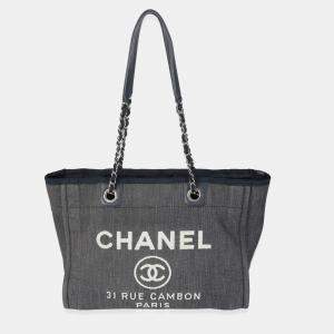 Chanel Dark Blue Denim Small Deauville Tote bag