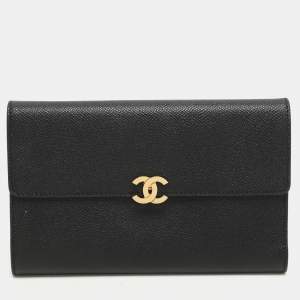 Chanel Black Leather Vintage CC Flap Wallet