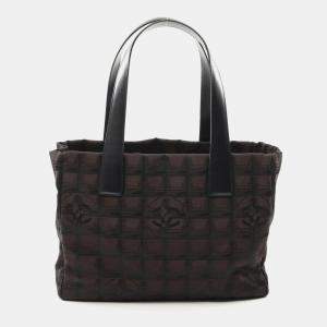 Chanel Black/Brown Leather and Nylon New Travel Line PM Tote Bag