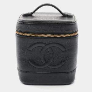 Chanel Black Grained Calfskin Vanity Handbag