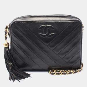 Chanel Black Leather CC Tassel Camera Bag