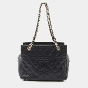 Chanel Black Leather Chain Tote Bag
