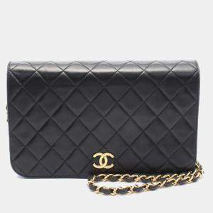Chanel Black Leather Full Flap Chain Shoulder Bag