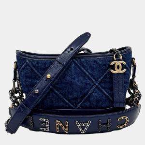 Chanel Blue Denim Gabrielle Hobo Bag Small