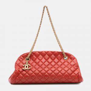 Chanel Red Medium Lambskin Just Mademoiselle Bowling Bag