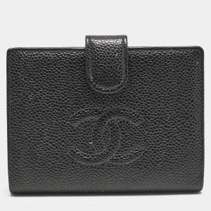 Chanel Black Caviar Leather CC French Wallet