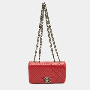 Chanel Red Mixed Quilted Leather Small Coco Boy Flap Bag