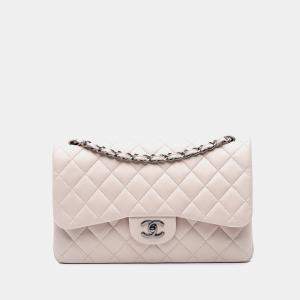 Chanel White Lambskin Jumbo Classic Double Flap