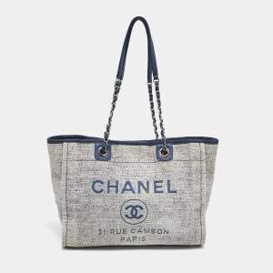 Chanel Blue Tweed Medium Deauville Shopper Tote