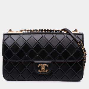 Chanel Black Embossed Calfskin Single Flap