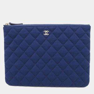 Chanel Blue Cotton Clutch Bag