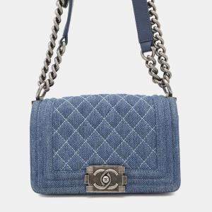 Chanel Blue Denim Boy Chain Mini Shoulder Bag 