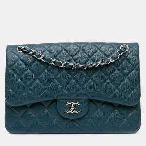 Chanel Blue Caviar Classic Double Jumbo  Flap Bag