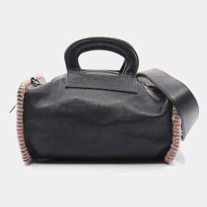 Chanel Black Pink Leather Fabric Tote 