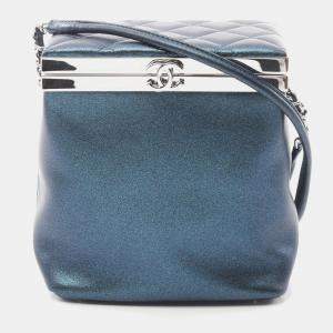 Pre Owned  Chanel Leather Navy Coco Mark Shoulder Crossbody Bag 