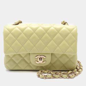 Chanel Yellow Leather Coco Cc Mini Matelasse 20 Shoulder Bag