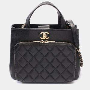 Chanel Black Leather Business Affinity Matelasse Shoulder Bag 