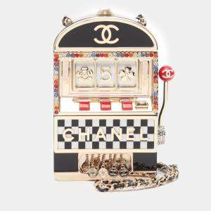 Chanel Plastic Black Slot Machine Coco Mark Chain Crossbody Shoulder Bag 