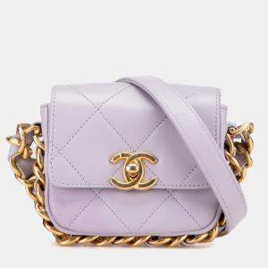 Chanel Purple Quilted Calfskin Framing  Chain Mini Flap Bag