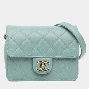 Chanel Green Mini Caviar Like a Wallet Flap Bag