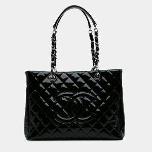 Chanel Black Patent Grand Shopping Tote