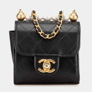 Chanel Goatskin Chic Pearls Mini  Clutch On Chain
