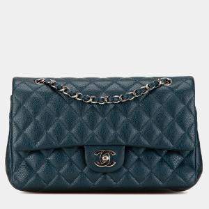 Chanel Blue Medium Classic Caviar Double Flap