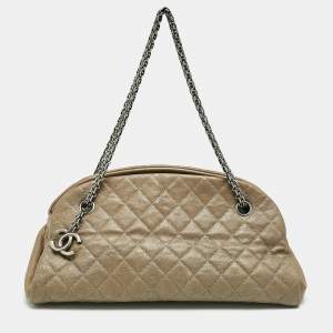 Chanel Olive Green Quilted Caviar Medium Just Mademoiselle Bowler Bag