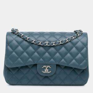 Chanel Blue Jumbo Classic Lambskin Double Flap