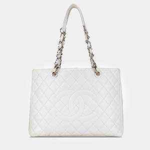 Chanel White Caviar Grand Shopping Tote