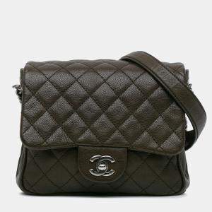 Chanel Brown CC Quilted Caviar Crossbody