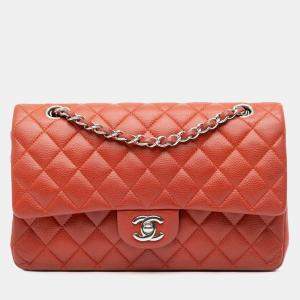 Chanel Orange Medium Classic Caviar Double Flap