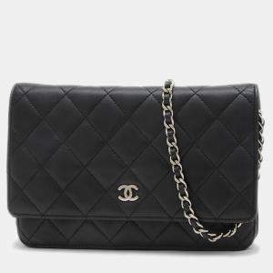 Chanel Black Lambskin Classic Wallet on Chain 