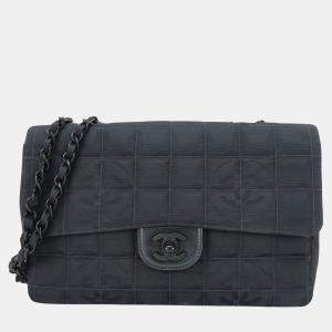 Chanel Black Jacquard Nylon New Travel Line Shoulder Bag
