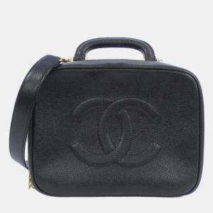 Pre Owned Chanel Black Caviar Leather CC Vanity Top Handle Bag 