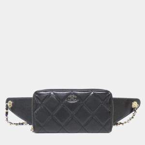 Chanel Black Calfskin Quilted CC Waist Bag