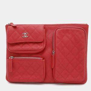Chanel Quilted Caviar Medium Multipocket O Case Clutch 