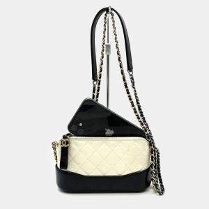 Chanel Bicolor Aged Calfskin Quilted Small Gabrielle Clutch With Chain 
