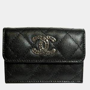 Chanel Black Leather Coco Small Flap Wallet 