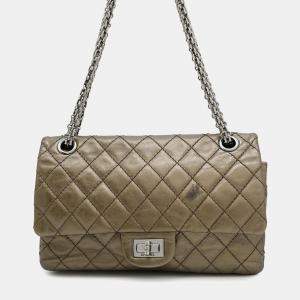 Pre Owned Chanel 2.55 Chain shoulder Bag Bronze Leather
