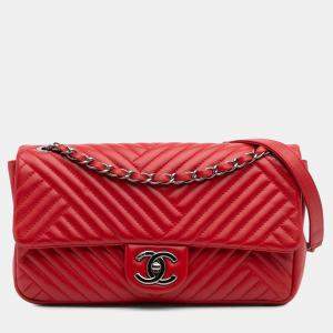 Chanel Red Lambskin CC Crossing Medium Flap Bag