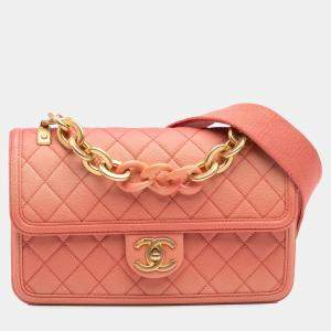 Chanel Pink Quilted Caviar Sunset On The Sea Medium Flap Bag