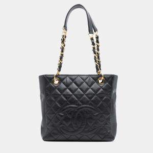 Chanel Black Caviar Petite Shopping Tote