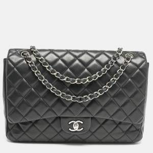 Chanel Black Quilted Leather Maxi Classic Single Flap Bag